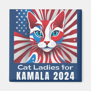 Aimant Dames de chat pour Kamala 2024 Démocrate