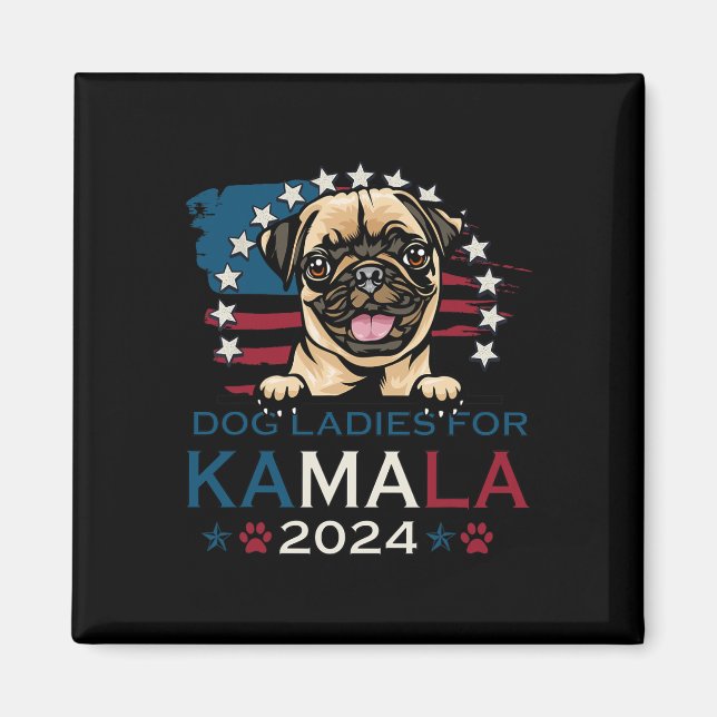 Aimant Dames Pour Kamala Harris 2024 Carlin Dog America (Devant)