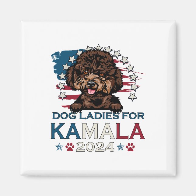 Aimant Dames Pour Kamala Harris 2024 Poodle Dog America (Devant)