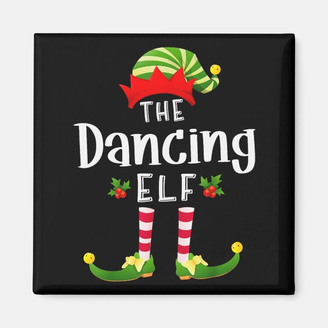 Aimant Dancing Christmas Elf Matching Pajama X-mas Party  (Devant)