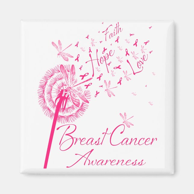 Aimant Dandelion Faith Hope Love Cancer du sein Sensibili (Devant)