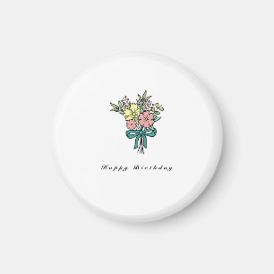 Aimant d'anniversaire, bouquet de fleurs joyeux an