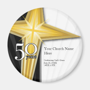 Aimant d'anniversaire d'église de 50 ans