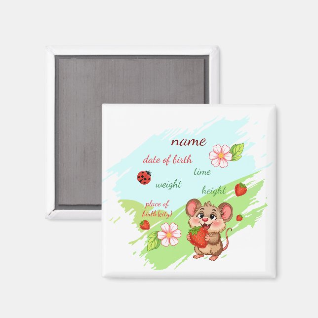 Aimant d'annonce de naissance (Recto/Verso)