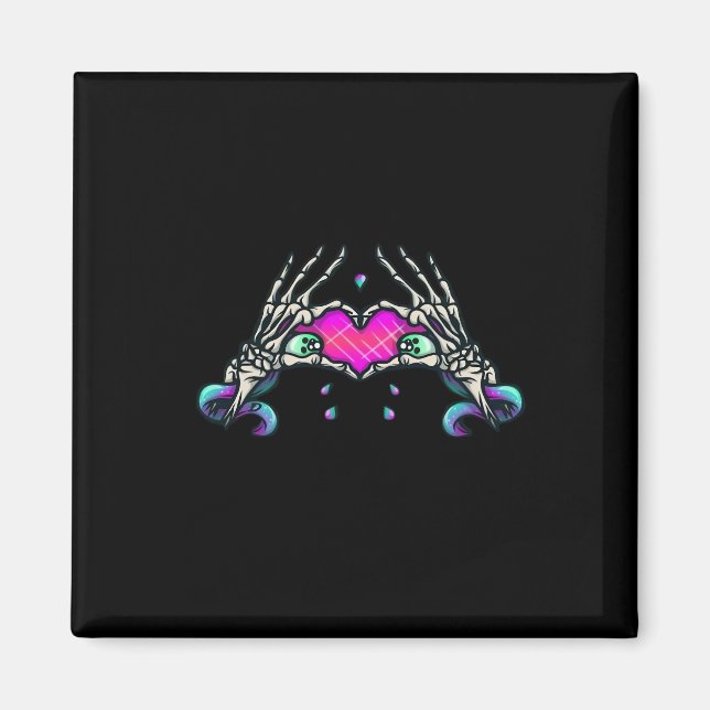 Aimant Dans la mort - Squelette Mains de coeur (Devant)