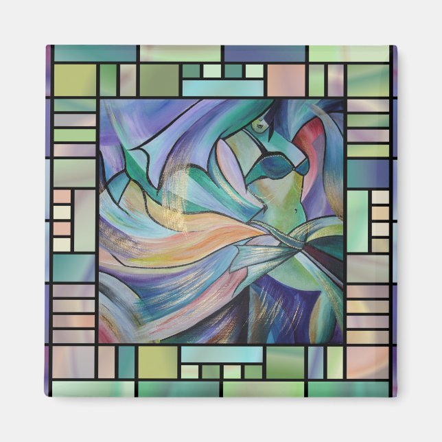 Aimant Danseur Du Ventre Du Moyen-Orient Avec Voiles Past (Devant)