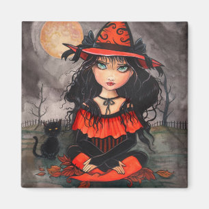 Aimant d'art de chat de sorcière d'Halloween Big E