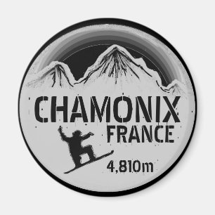 Aimant d'art en snowboard noir de Chamonix France