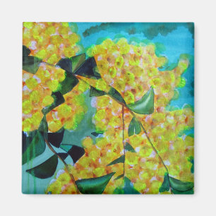 Aimant d'art floral autochtone australien Yellow W