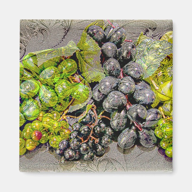 Aimant d'Art numérique de raisin vintage (Devant)
