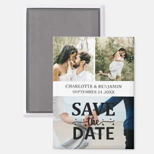 Aimant Date de mariage à personnaliser avec 3 photos
