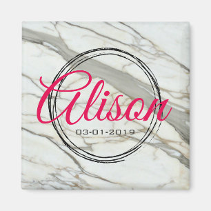 Aimant date de naissance de la fille Marbre blanc