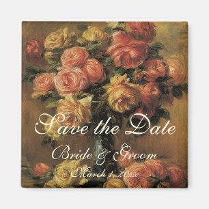 Aimant Date de sauvegarde vintage ! Roses dans un vase 3