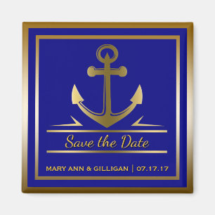 Aimant Date nautique d'économies de mariage d'Ancre d'or