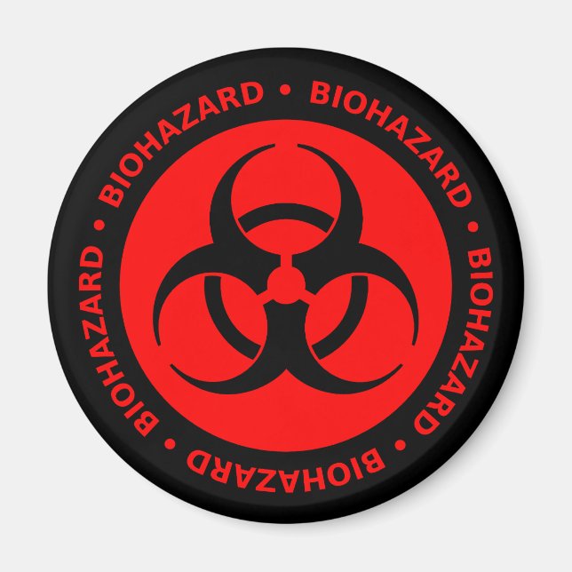 Aimant d'avertissement de risque biologique rouge (Devant)