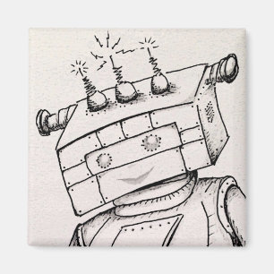 Aimant de 2 po avec dessin robot