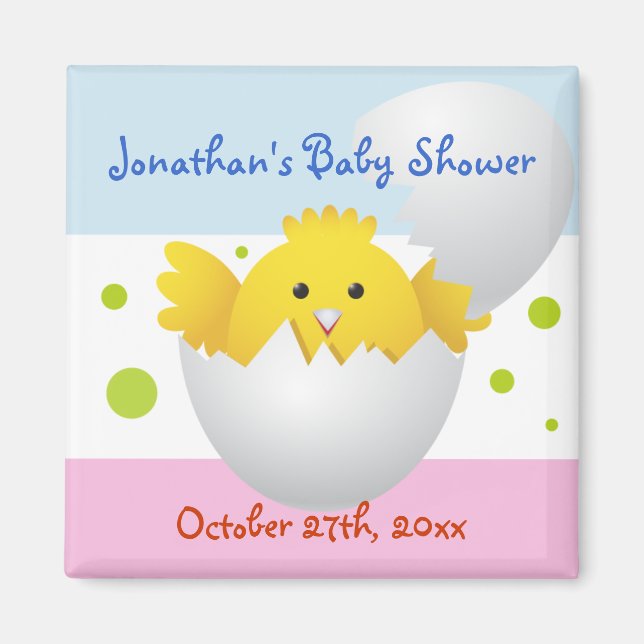 Aimant de Baby shower de poussin d'éclosion (Devant)