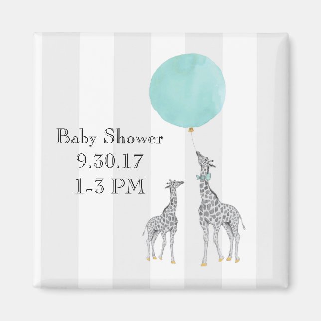 Aimant de Baby shower moderne (Garçon) (Devant)
