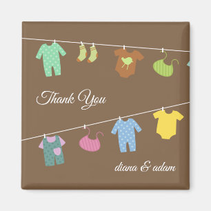 Aimant de Baby shower neutre Merci