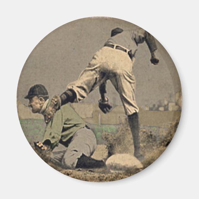 Aimant De Baseball Rond En Style Rétro Cool (Devant)