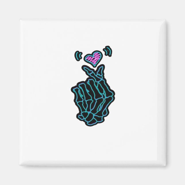 Aimant De Belles Mains De Squelette Avec Un Signal Coeur  (Devant)