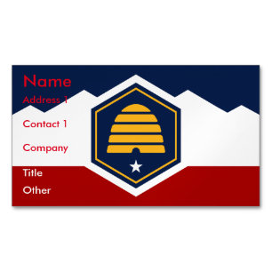 Aimant de carte de visite avec drapeau de l'Utah,