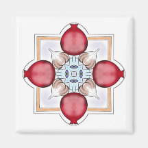 Aimant de chance juif - grenade, hamsa, ail