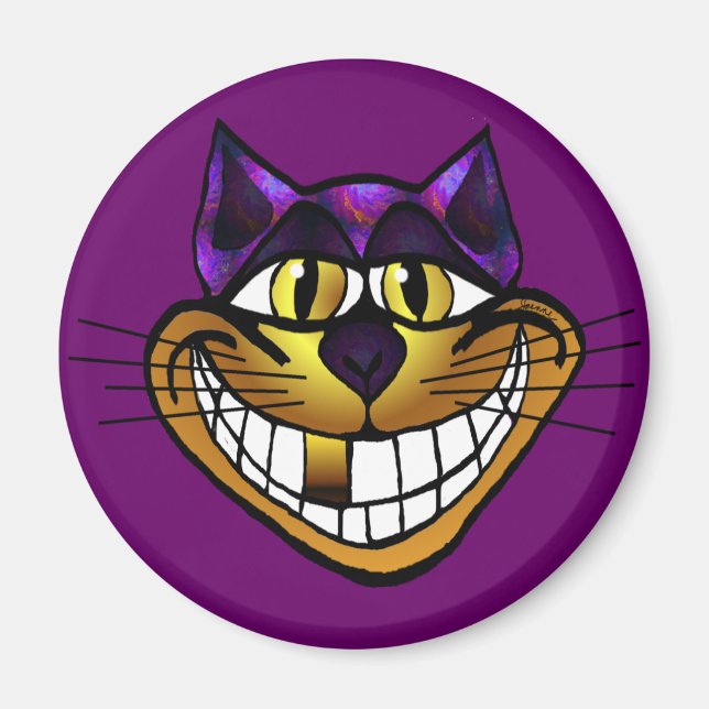 Aimant de chat Cheshire d'or (Devant)
