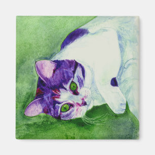 Aimant de chat de calicot - "fille aux yeux verts