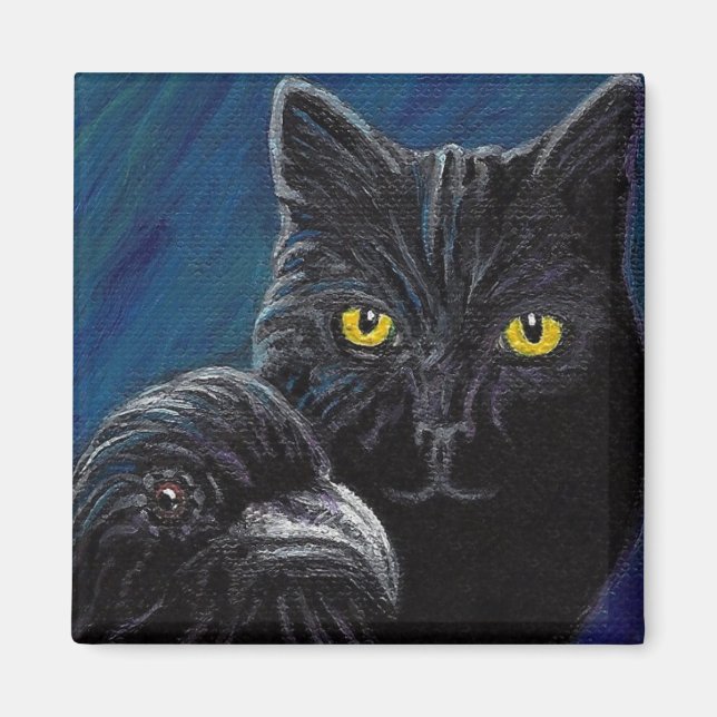 Aimant de chat et corbeau de Poe (Devant)