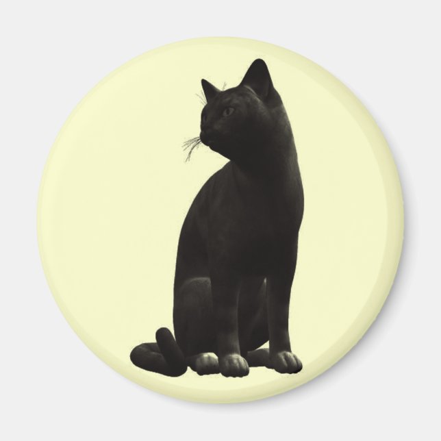 Aimant de chat noir assis (Devant)