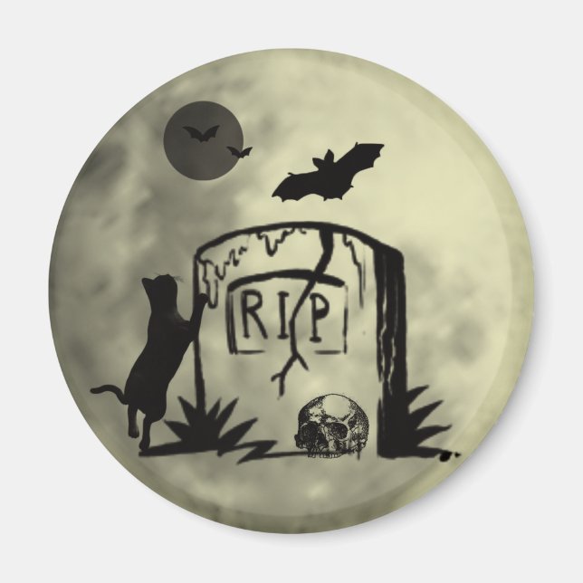 Aimant de chat noir en jeu (Devant)