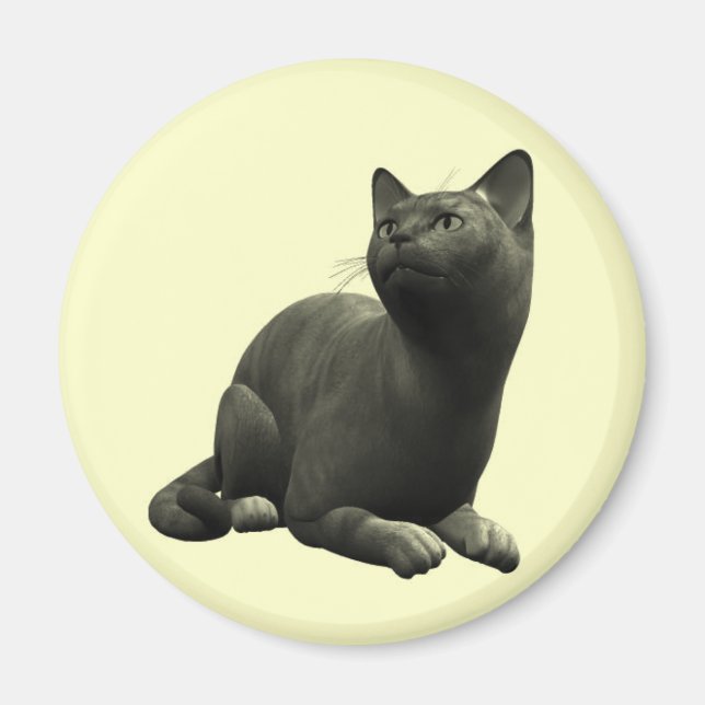 Aimant de chat noir paisible (Devant)
