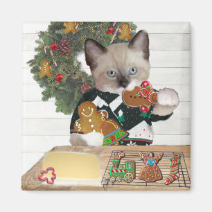 Aimant de chaton de biscuit de Noël