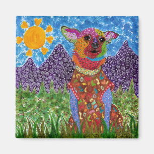 Aimant de Chihuahua mignon et coloré 2"