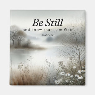 Aimant de citation biblique. Un lac d'hiver paisib