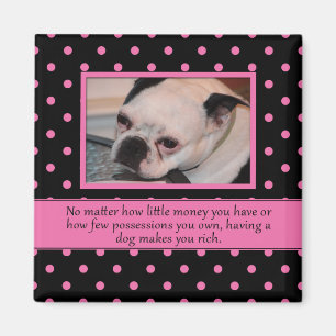 Aimant de citation de chien rose et noir