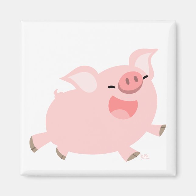 Aimant de cochon joyeux (Devant)
