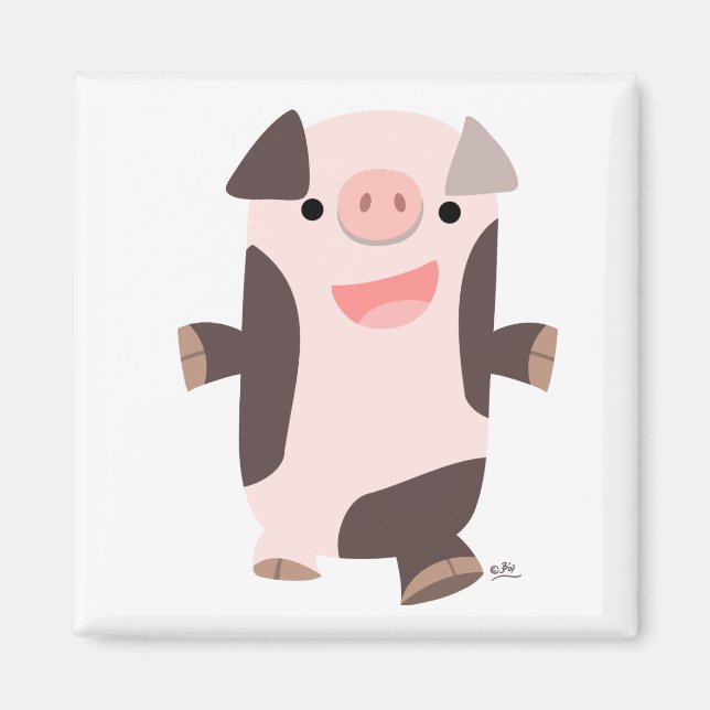 Aimant de cochon souriant (Devant)