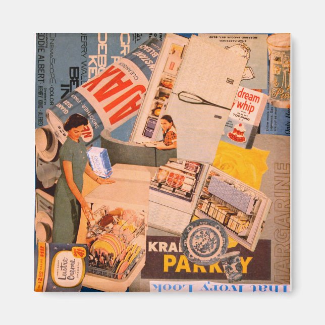 Aimant de collage bleu rétro (Devant)
