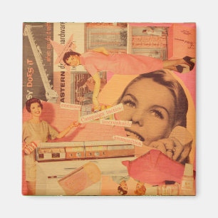 Aimant de collage rose rétro