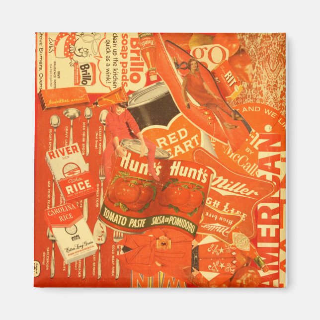 Aimant de collage rouge rétro (Devant)