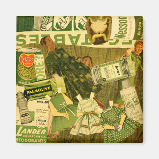 Aimant de collage vert rétro