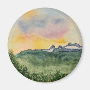 Aimant de coucher du soleil de montagne