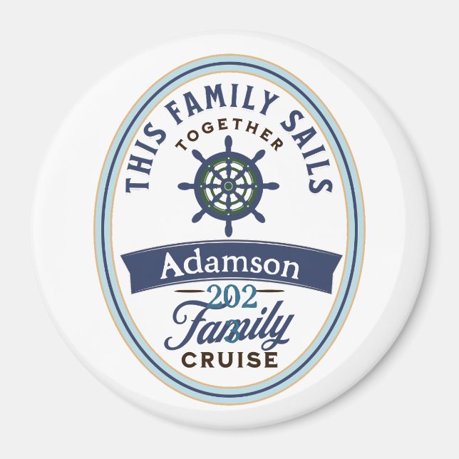 Aimant de croisière familiale personnalisable (Devant)