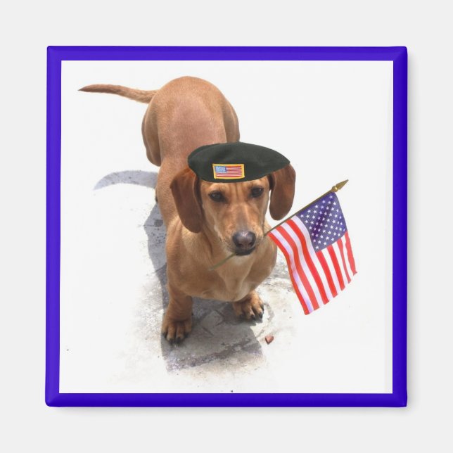 Aimant de dachshund patriotique (Devant)