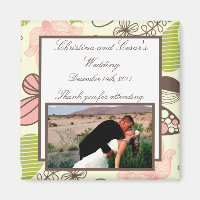 Aimant de déclaration 2"x 2" Ressort rose/vert Flo