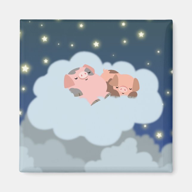 Aimant de dessin animé de Piglets en pente (Devant)