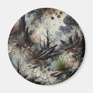 Aimant de feu de forêt post-apocalyptique