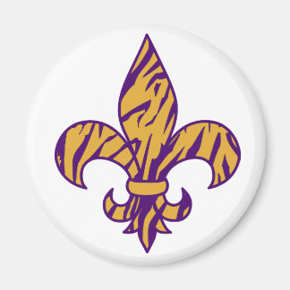 Aimant de Fleur de Lis au tigre pourpre et or